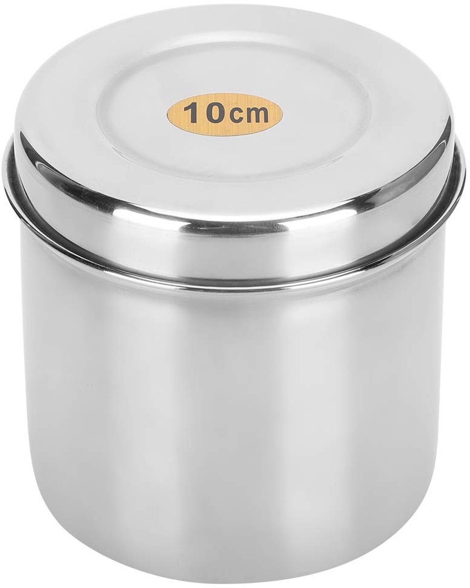 Dailygoods- Wattenstaafje Houder Roestvrij Staal - Opbergdoos met Deksel - Duurzaam - Alkalibestendig - Hygiënisch - Voor Medicijnzalf en Gaas