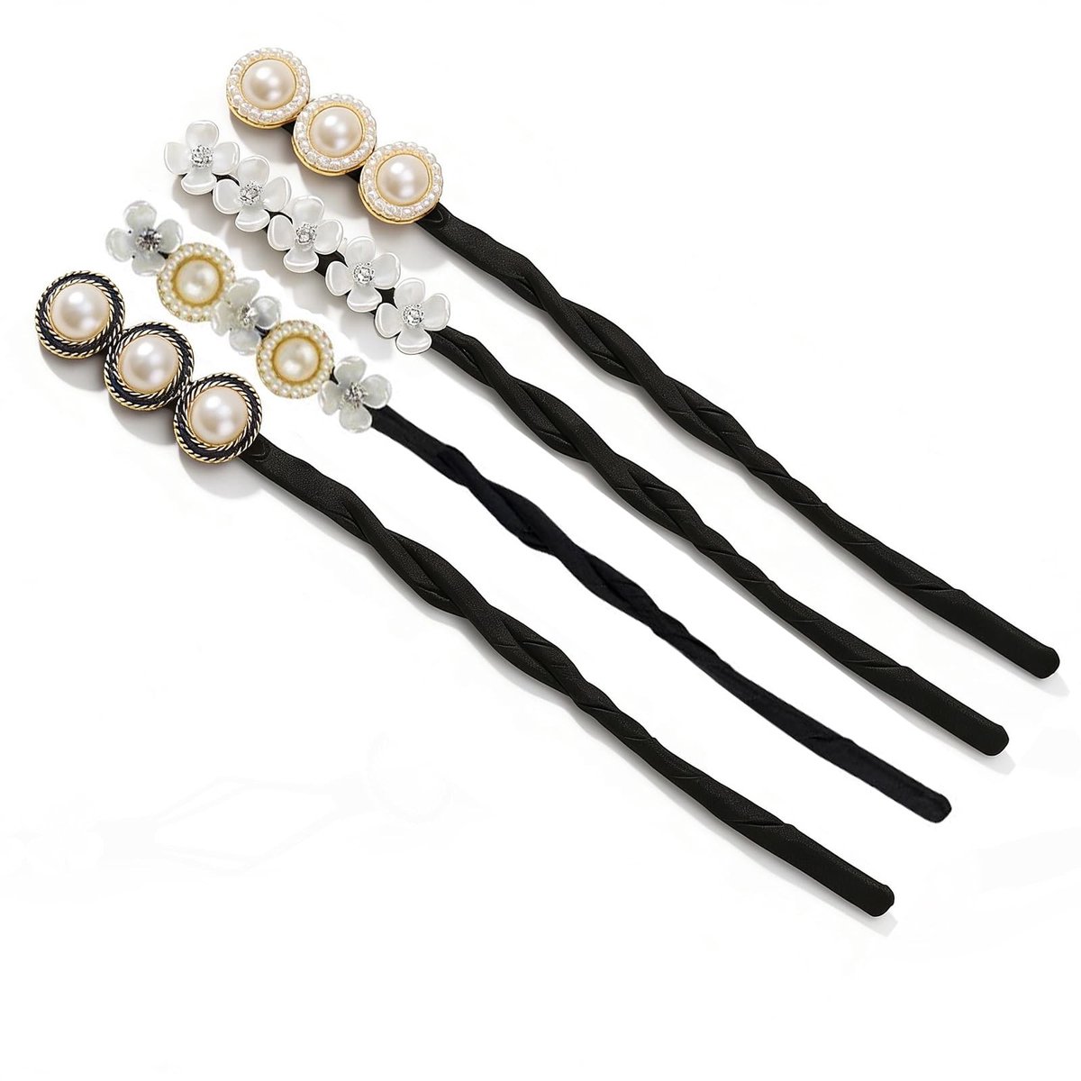 Dailygoods- Haaraccessoire 4 Stuks - Magic Broodje Maker - Paardenstaart Shaper - Donut Houder - Haar Styling Tool - Peal/Bloem Design - Haarstylingtool