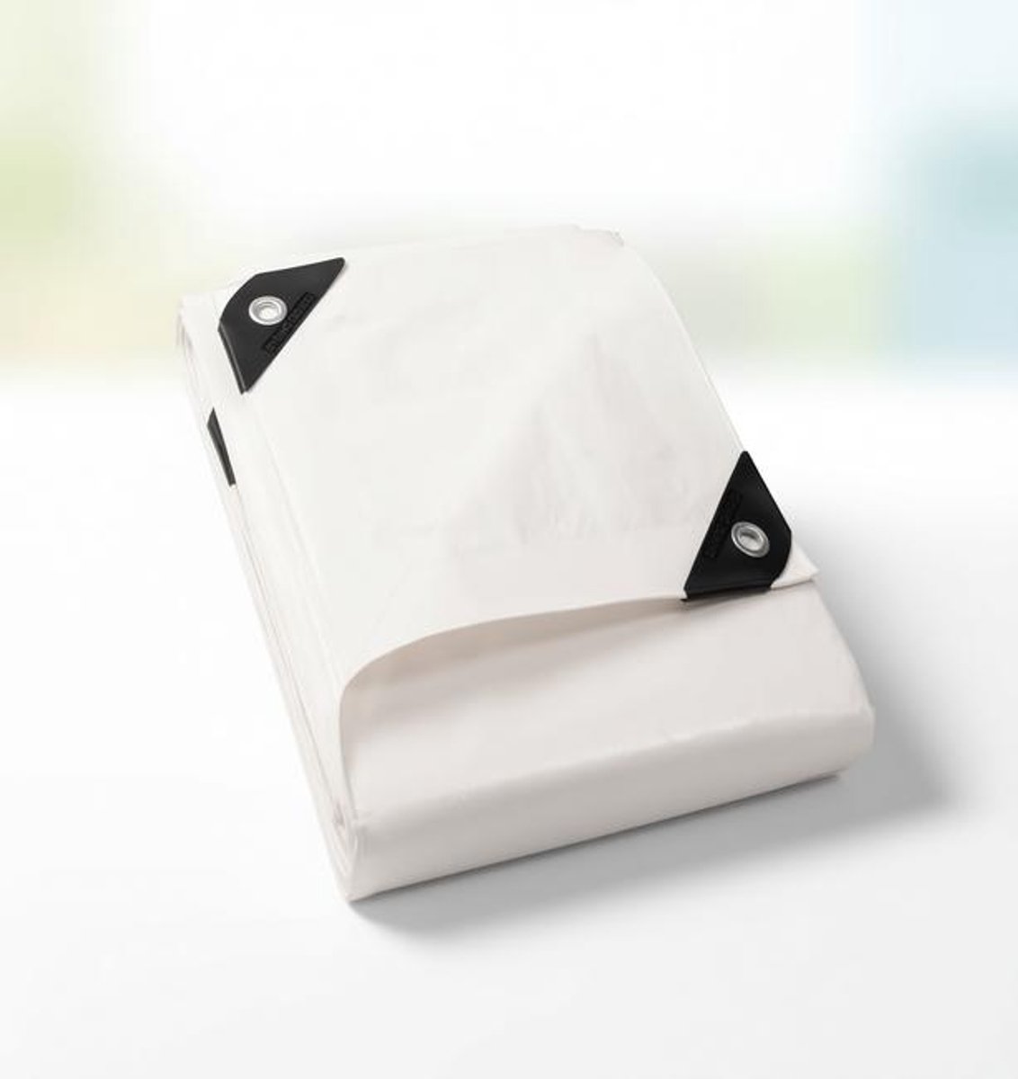 ElleMooi Waterdicht afdekzeil met inslagringen, 4 x 4 m, wit, 120 g/m², polyethyleen, UV-gestabiliseerd, scheurvast