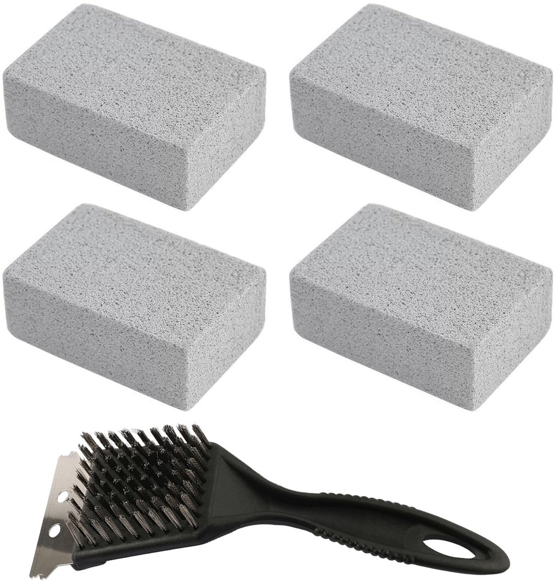 Dailygoods- Puimsteen Reinigingsblok 4 Stuks - Grillreinigingsborstel - Schuimglas - Lichtgewicht - Duurzaam - 10 x 7 x 3,5 cm