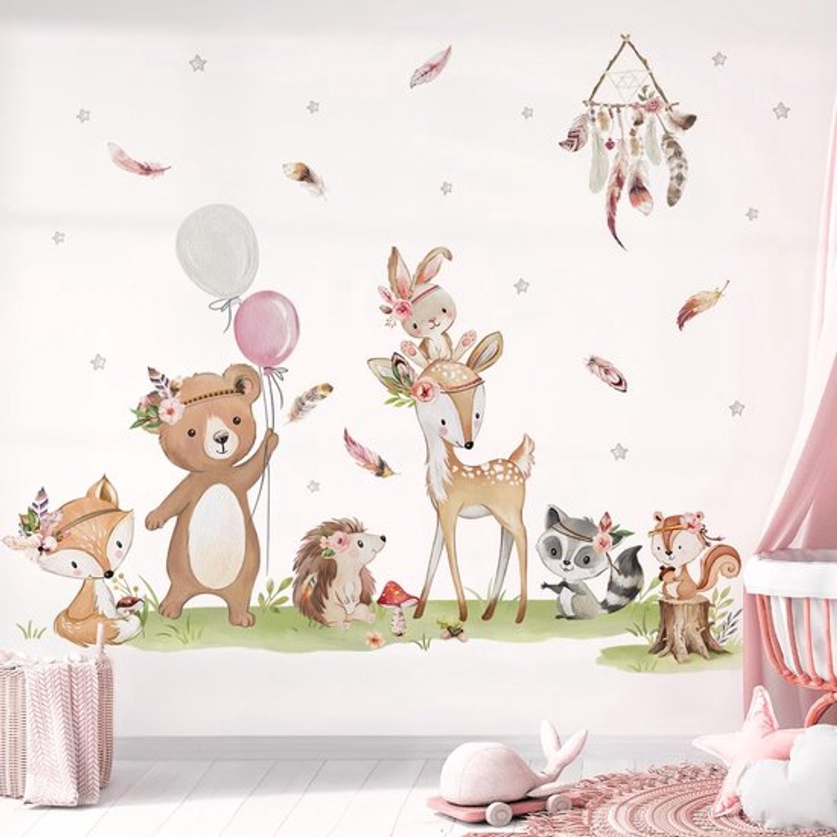 Allecto - Muursticker - Bosdieren - Wanddecoratie voor babykamer
