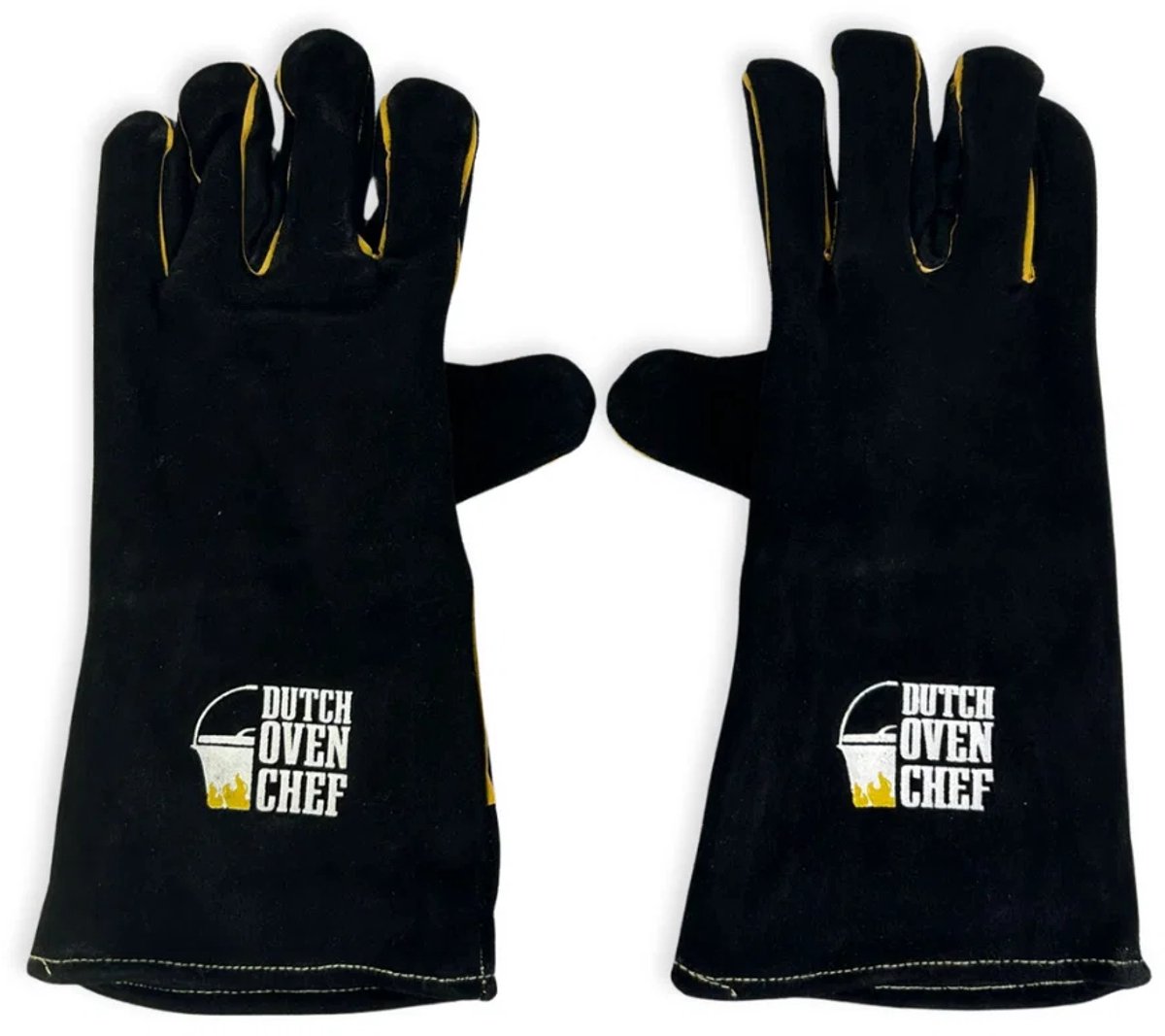 Dutch Oven Chef BBQ Handschoenen van Leer - Hittebestendig tot 350°C - Extra Lange Mouwen - Barbecue Handschoenen - Ovenwanten- Ovenhandschoenen - Grill/Kachel Handschoenen