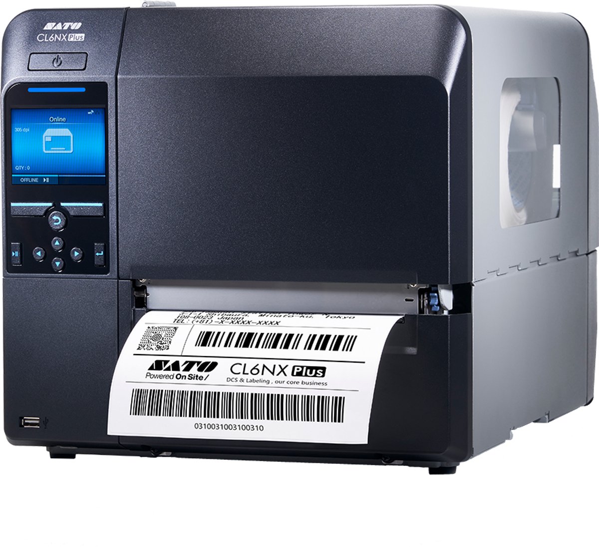Sato CL6nx heavy-duty 6-inch industrial thermal label printer featuring robust metal construction, high-speed processing, and smart maintenance
