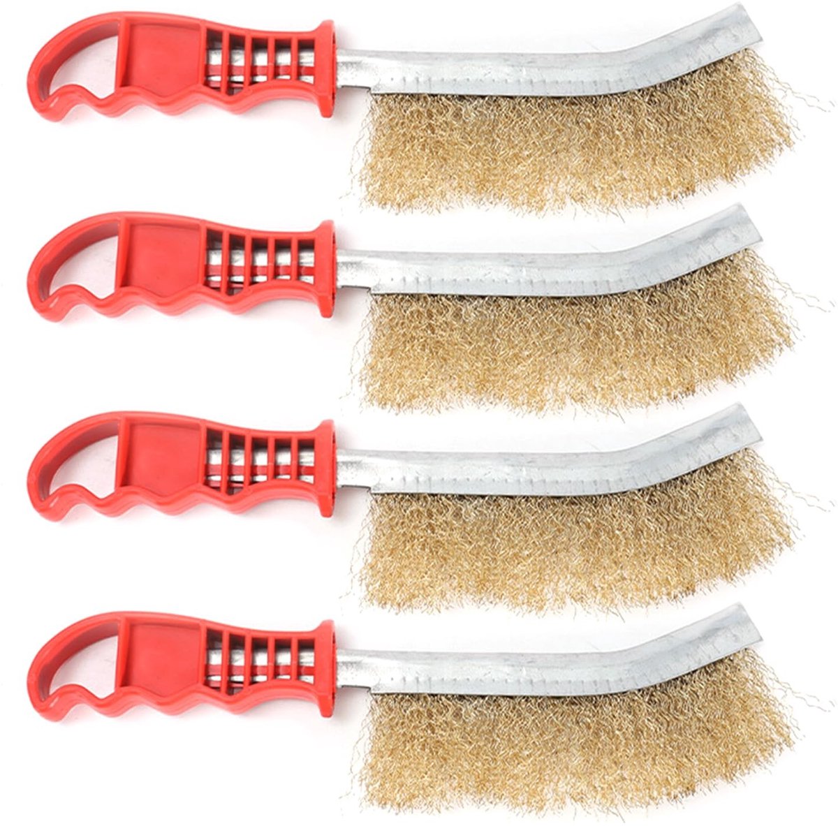 SOUQONE- Reinigingsborstelset 4 Stuks - Robuust en Duurzaam - Mesdraadborstel - Vuil/Verf/Roest Verwijderen - Comfortabele Grip - Afmetingen 23,5 x 6 x 2,5 cm - Draadborstel