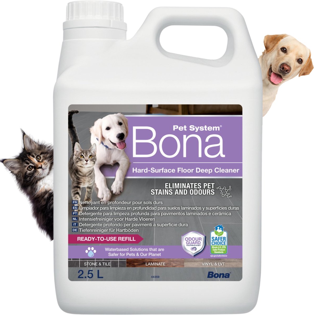 Bol.com Bona Huisdier Intensiefreiniger voor Harde Vloeren 2,5L Navulling - Huisdier Vlekkenreiniger en Geurverwijderaar - Urine... aanbieding