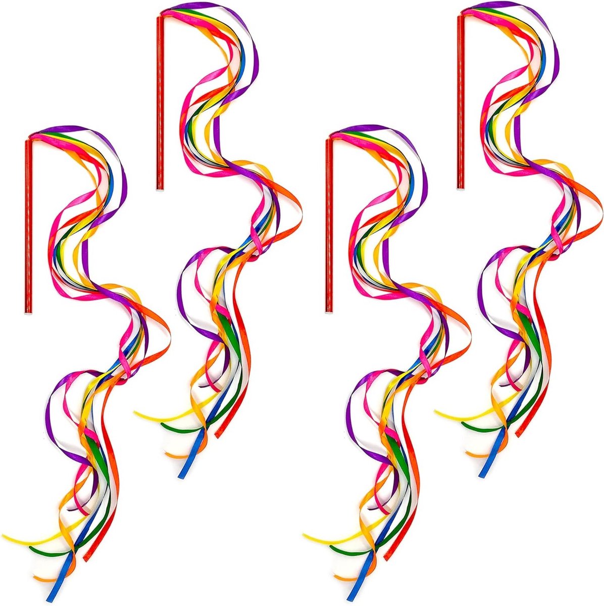 Kleurige Ribbons voor Dans en Gymnastiek - 4 Stuks Swing Stokken voor Kinderen, Juggling en Ritmische Bewegingen