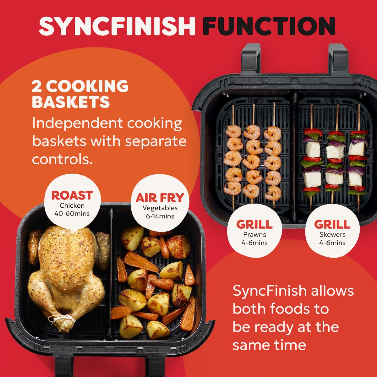 Instant Pot Vortex Versazone 8-in-1 Airfryer 8.5L - 1700W - Airfryen, bakken, roosteren, grillen, opwarmen, dehydrateren met slimme Sync Cook & Sync Finish thumbnail 4