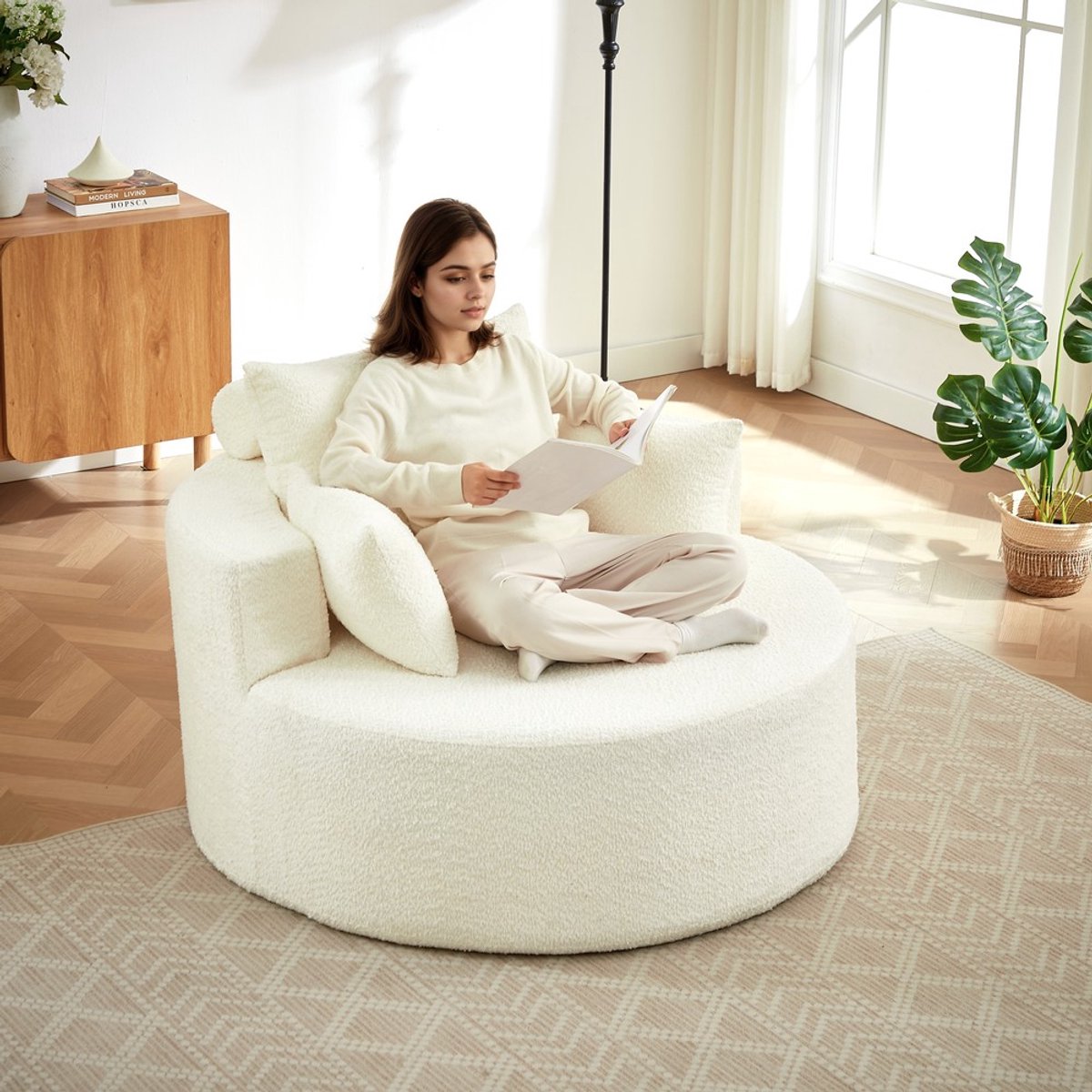 KOMHTOM - Slaapfauteuil - Chenille schuimrubber - Geen montage nodig - Zachte moderne fauteuil - Voor woonkamer, slaapkamer, lounge en demonstratieruimte