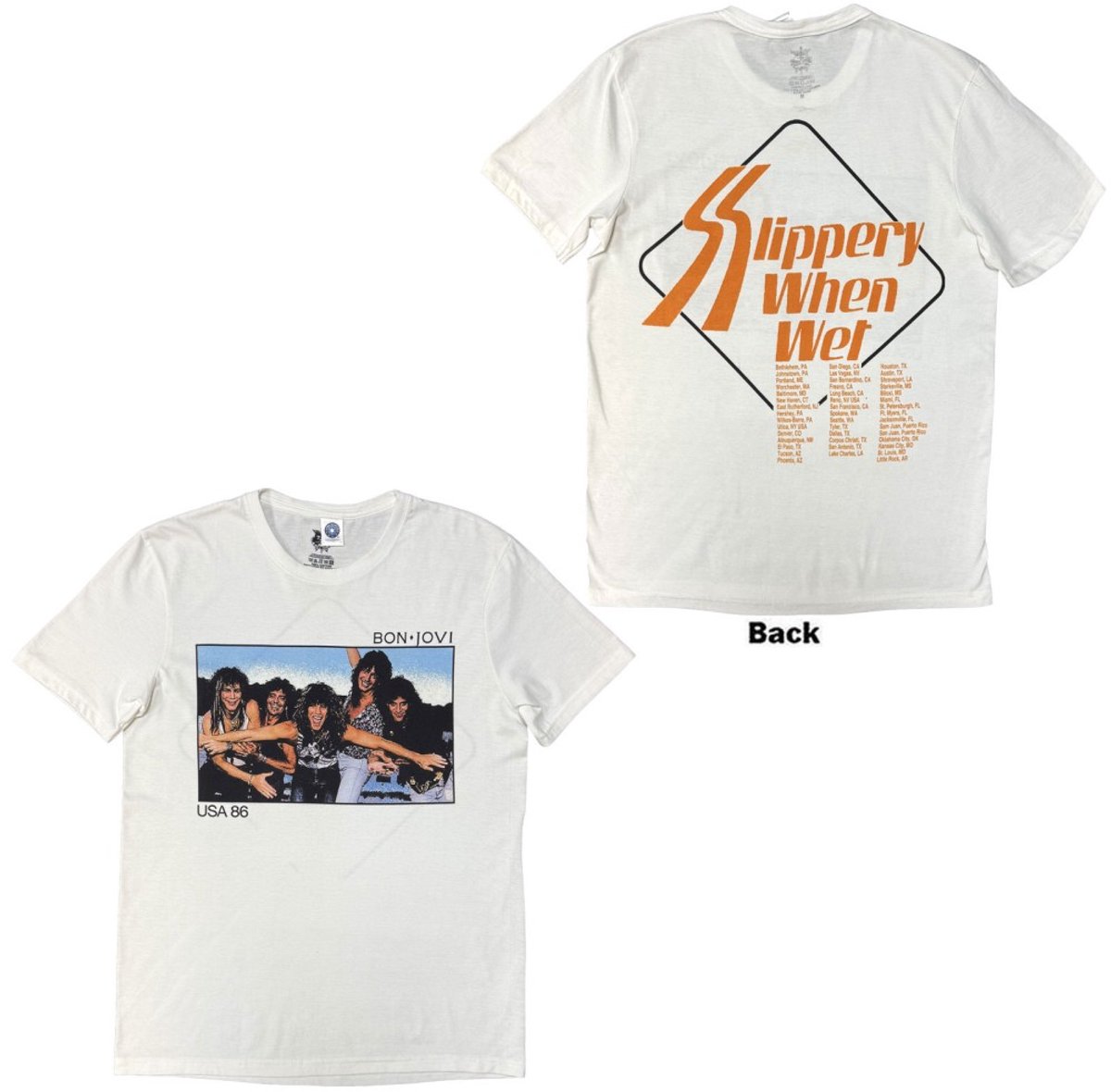 Bon Jovi - USA '86 Heren Tshirt - L - Wit