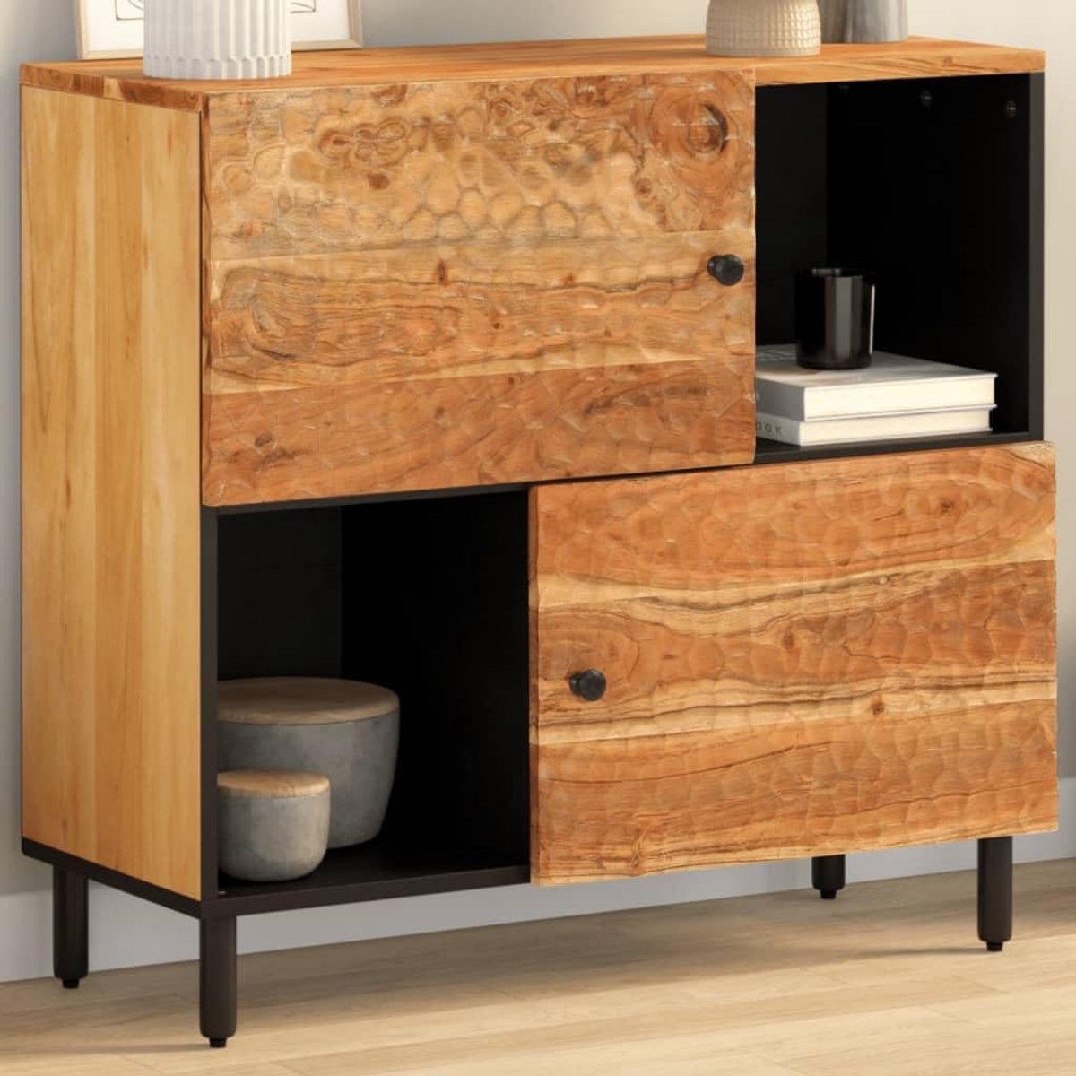 Opbergkast Hout - Dressoir Kast - Woonkamer Organisatie - Massief Acacia Hout - 80x75 cm -