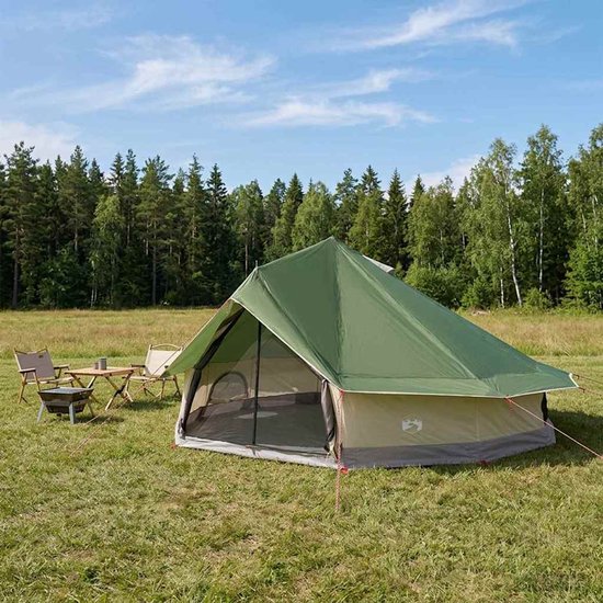 vidaXL - Tipi - Tent - met - dak - Groen - 800 - x - 800 - x - 430 - cm - Polyester - en - Staal van Vidaxl — afbeelding 3