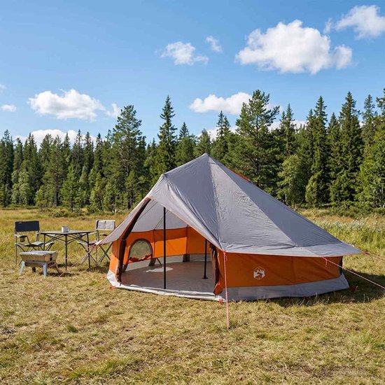 vidaXL - Tipi - Tent - Grijs - en - Oranje - 800 - x - 800 - x - 430 - cm - Polyester - en - Staal van Vidaxl — afbeelding 4