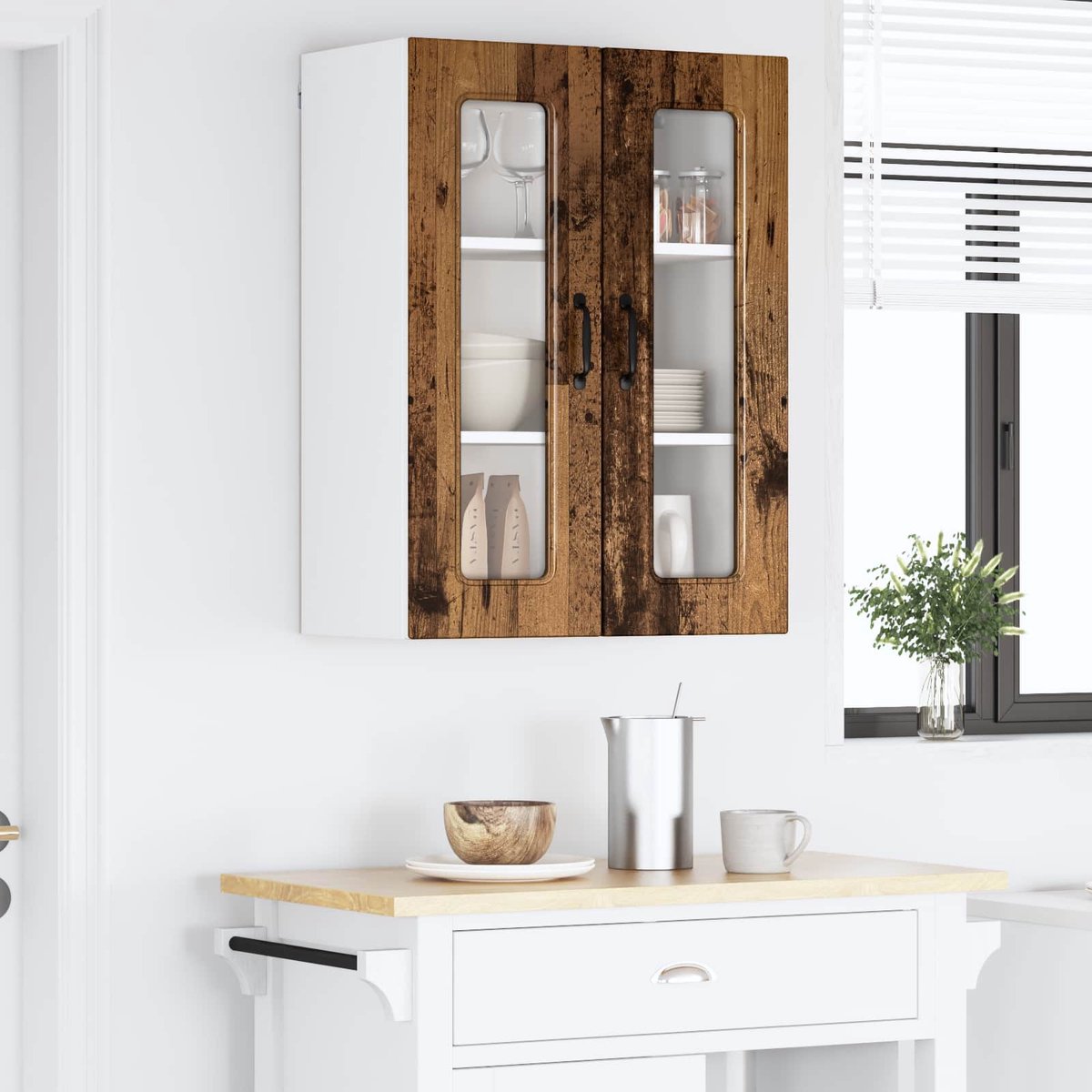vidaXL - Vaatwasserpaneel - Kalmar - Oudhout - 60 - x - 31 - x - 80 - cm - Bewerkt - hout