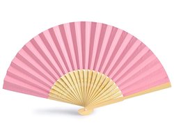 FANSOF.FANS Fabric Folding Hand Fan with Tassel A-quality Bamboo Ribs for Women and Girls Summer Party Events Favor Birthday Wedding Souvenir Gift (Soft Pink)