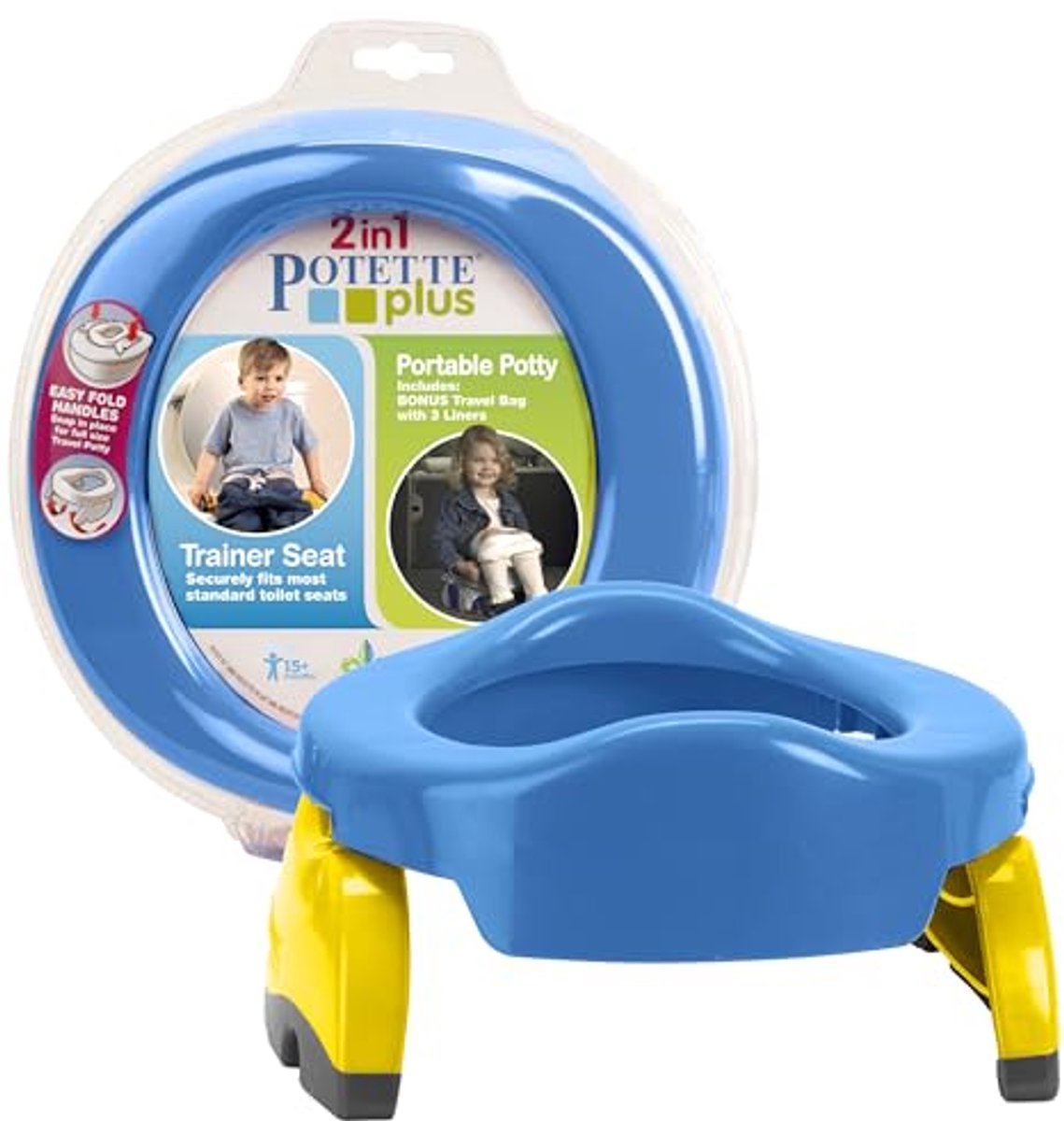 Reispotje - Potty Stoel - Onderweg Zindelijk - Opvouwbaar en Antislip - 23 x 23 x 13 cm - Blauw