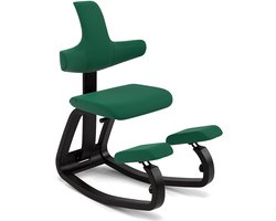 Varier Thatsit kniestoel met rugleuning Groen/Zwart | Tonal