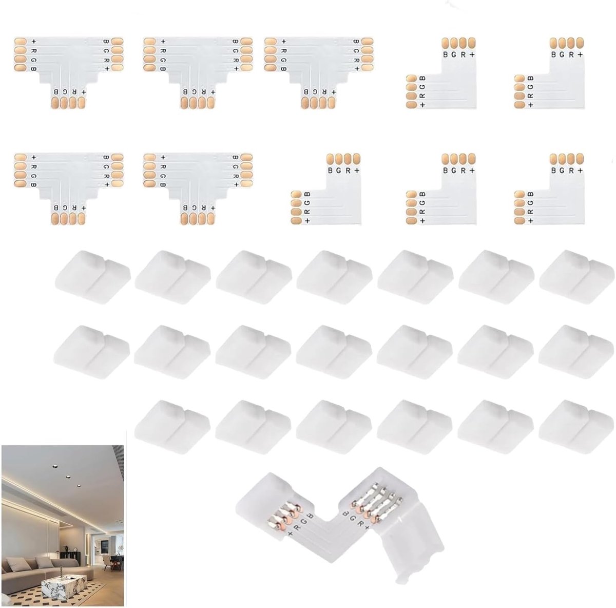 LED-aansluitset - Verbindingsset Verlichting - Ledstrips Installeren - Soldeervrije Connectoren - 10 mm - Wit