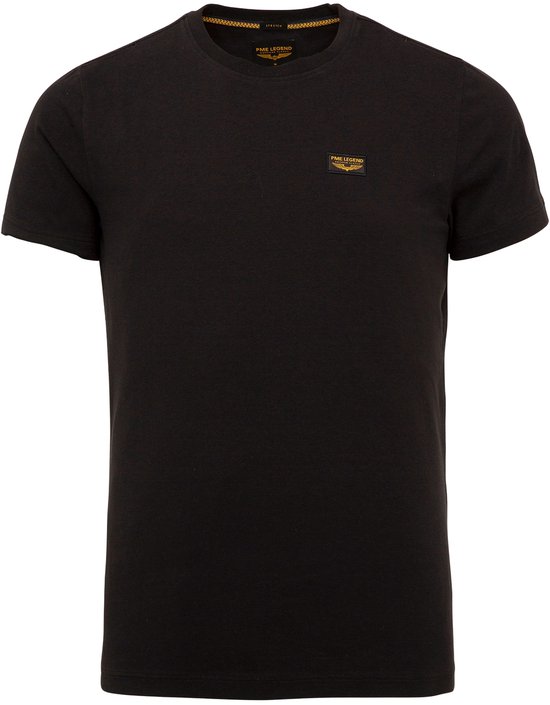 T-shirt noir PME Legend avec petit écusson logo sur la poitrine. Tissu uni.
