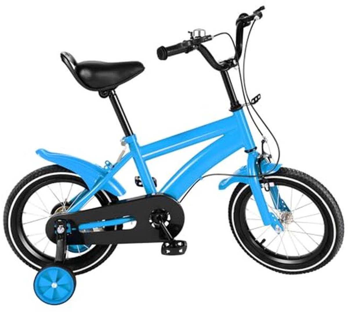 Kinderfiets met steunwielen Loopfiets Leren fietsen Verdikte banden 14 inch Blauw