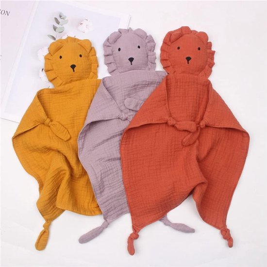 Knuffeldoek met Panda - Baby Knuffel - Baby Comfort - Dubbele Laag Mousseline - 30 x 30 cm - Lila — afbeelding 5
