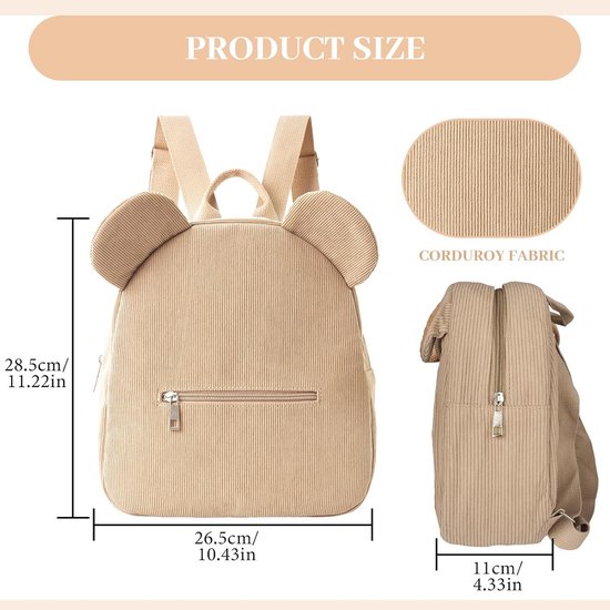Kinderrugzak Pluche Beer - Mini Rugzak Peuter - Naar School - Zachte Knuffel Stijl — afbeelding 3