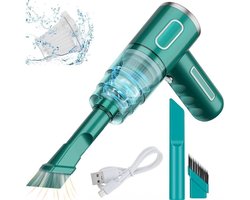 3-in-1 mini-stofzuiger, autostofzuiger, mini draagbare stofzuiger, USB oplaadbaar, 290.000 Pa, 28W, 36V, met borstelkop (groen)