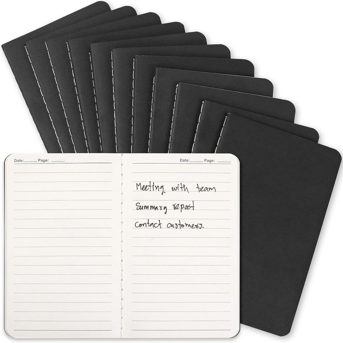 Mini Notitieboekjes - Zakformaat Dagboeken - Ideeën Vastleggen - Handig Compact Formaat - 12 Stuks - Zwart