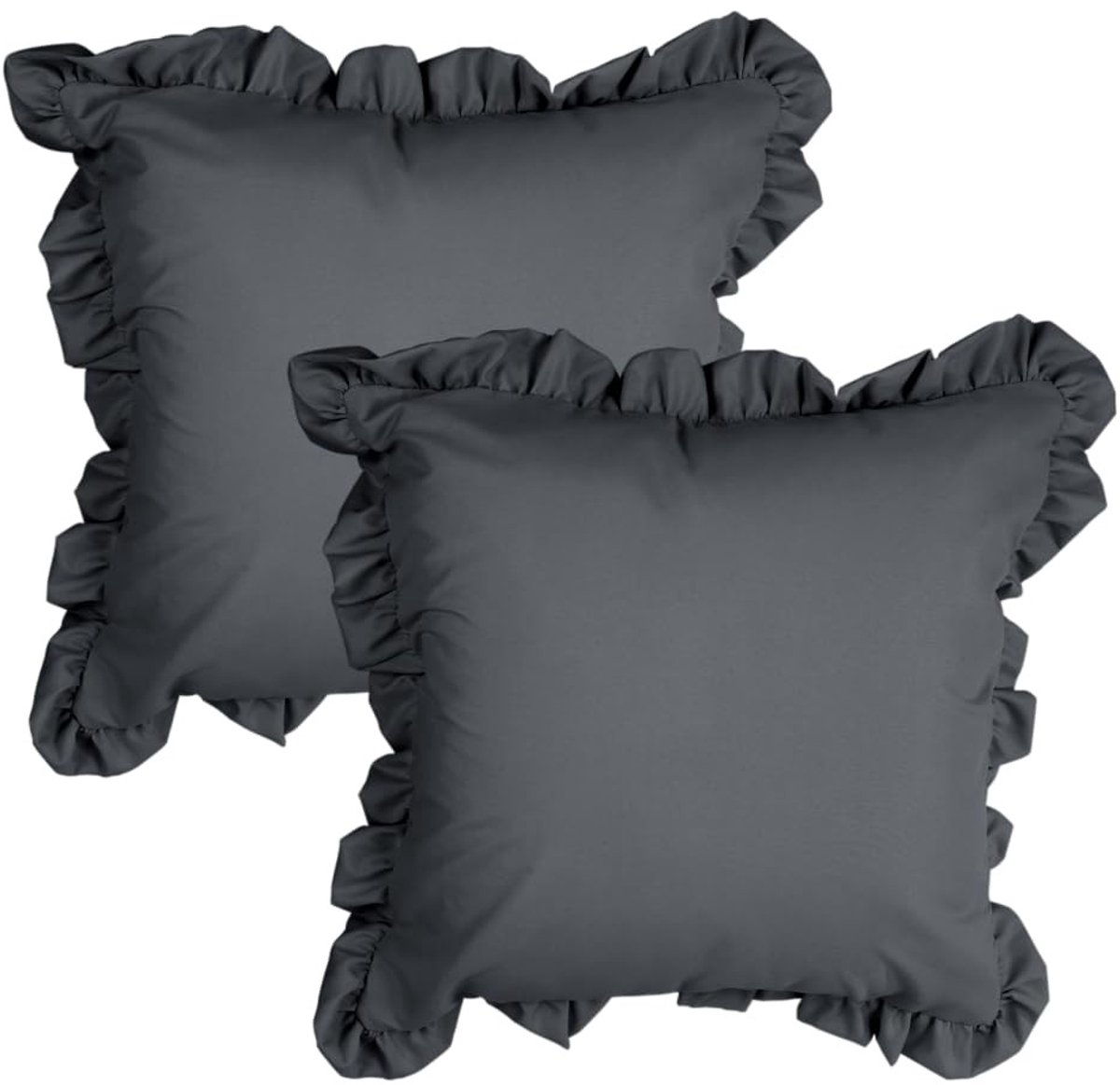 Dailygoods- Kussenslopen met Ruches - Kussenhoezen 45 x 45 cm - Set van 2 - Decoratieve Kussenhoezen - Polyester - Ademend en Slijtvast