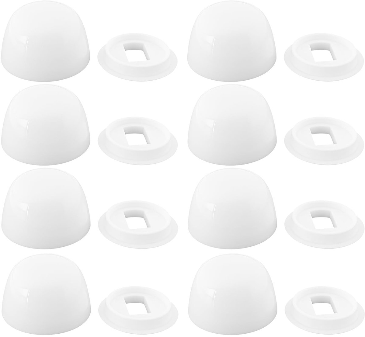 Dailygoods- Toiletboutcaps Wit - 4 Paar - Kunststof - Afmeting 3,5x3,5x2 cm - Voor Verroeste Vloerbouten - Eenvoudige Installatie - Toiletboutdeksels