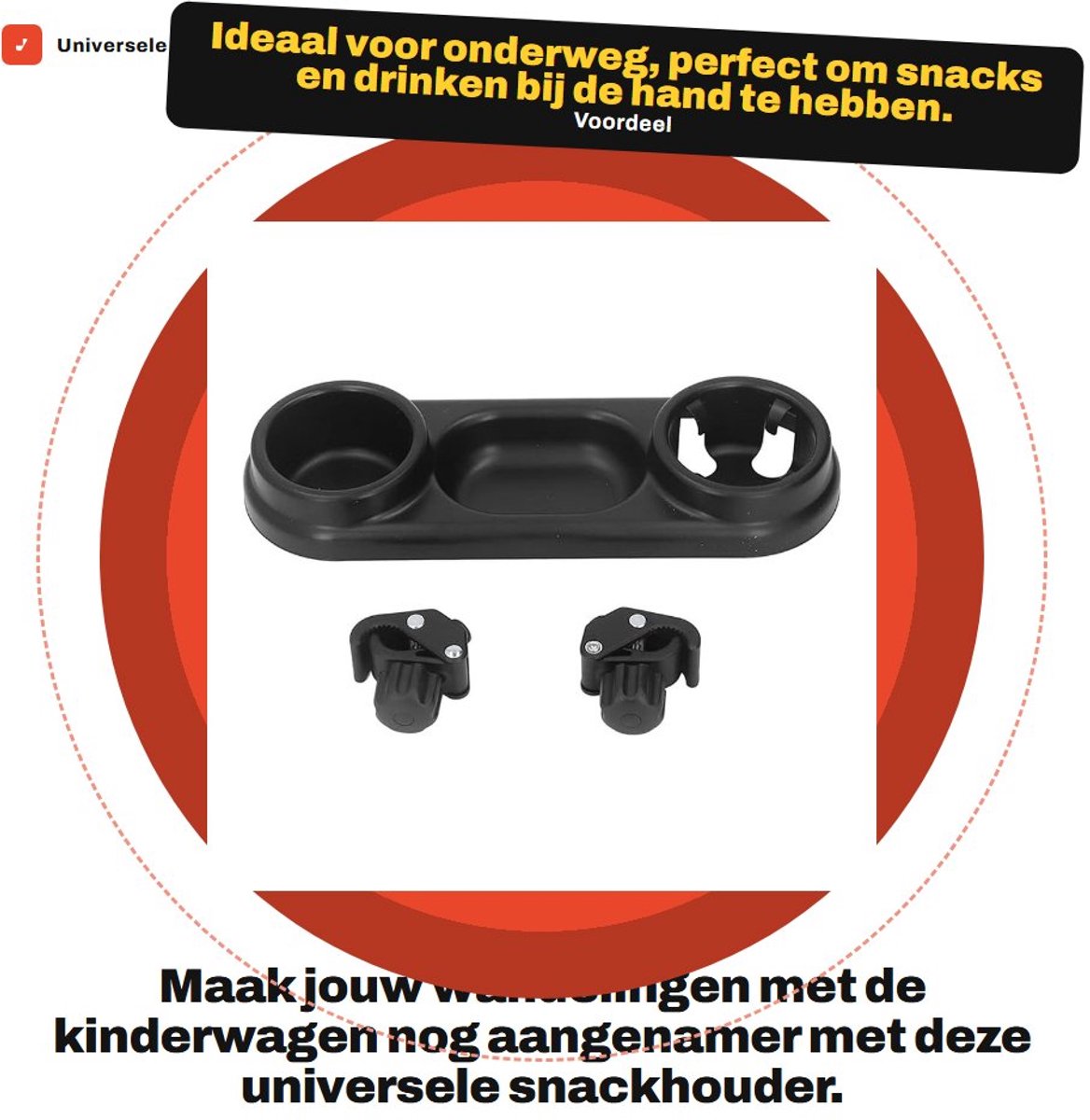 Dailygoods- Snackhouder Gemaakt van Krasbestendig ABS - Drankhouder - Kinderwagen Accessoires - Grote Capaciteit - Isolatie voor Temperatuur - Multifunctioneel Ontwerp - Kinderwagenaccessoire