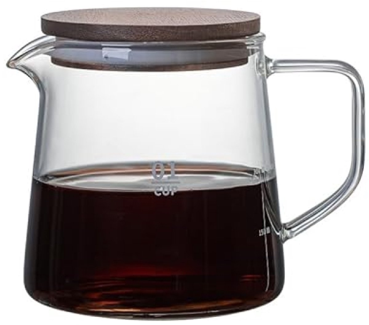 Koffiekaraf 300 ml - Hoog borosilicaatglas met houten deksel, geïsoleerde glazen koffiepot