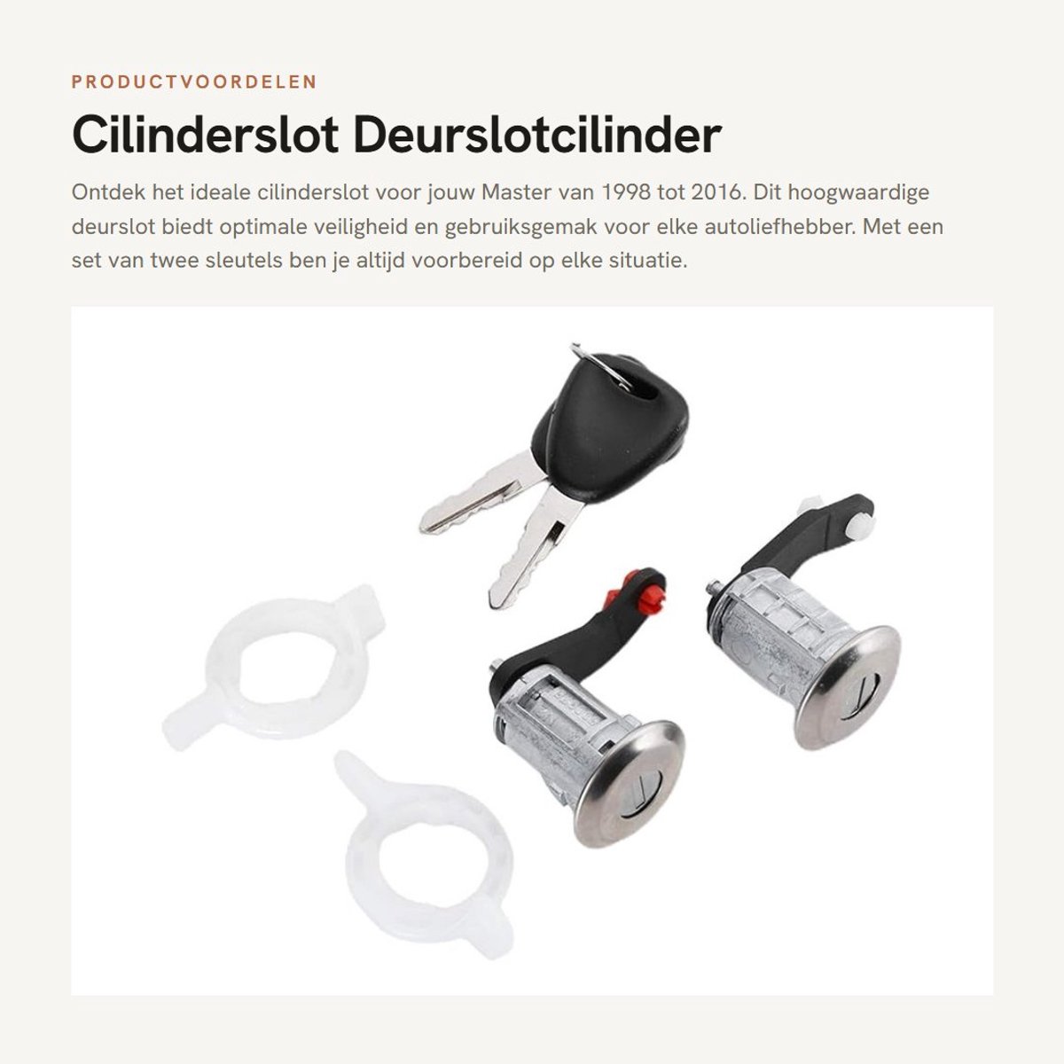 Dailygoods- Cilinderslot Links/Rechts - Deurslotcilinderset - 2 Sleutels - Geschikt voor Master 1998-2016 - ABS Materiaal - Nieuw - Deurslot