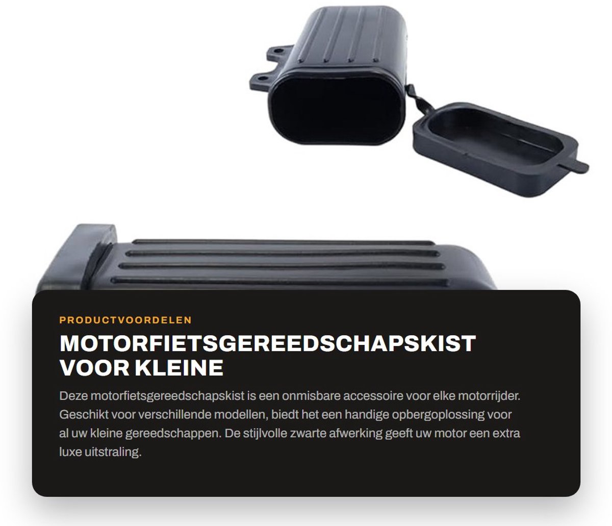 Dailygoods- Motorfietsgereedschapskist - Opbergdoos voor DR250/TW200 - Grote inhoud - Zwart - Geschikt voor 1982-2019 - Perfect voor kleine spullen - Gereedschapskist