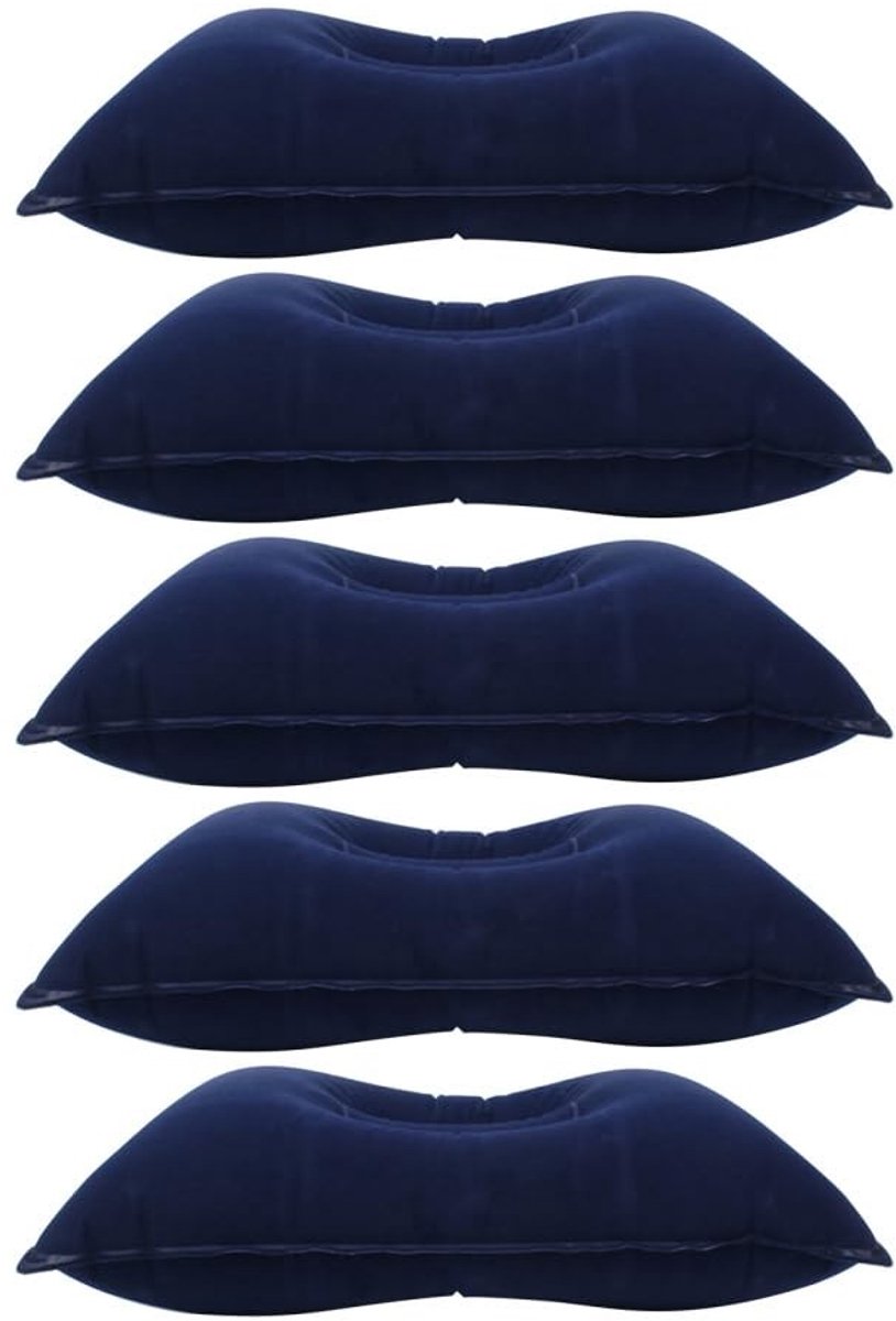Dailygoods- Neksteunen 5-delig - Opblaasbaar Reiskussen - Opvouwbaar Campingkussen - Fluweelzachte Bekleding - Voor Vliegreizen - Comfortabel Slapen