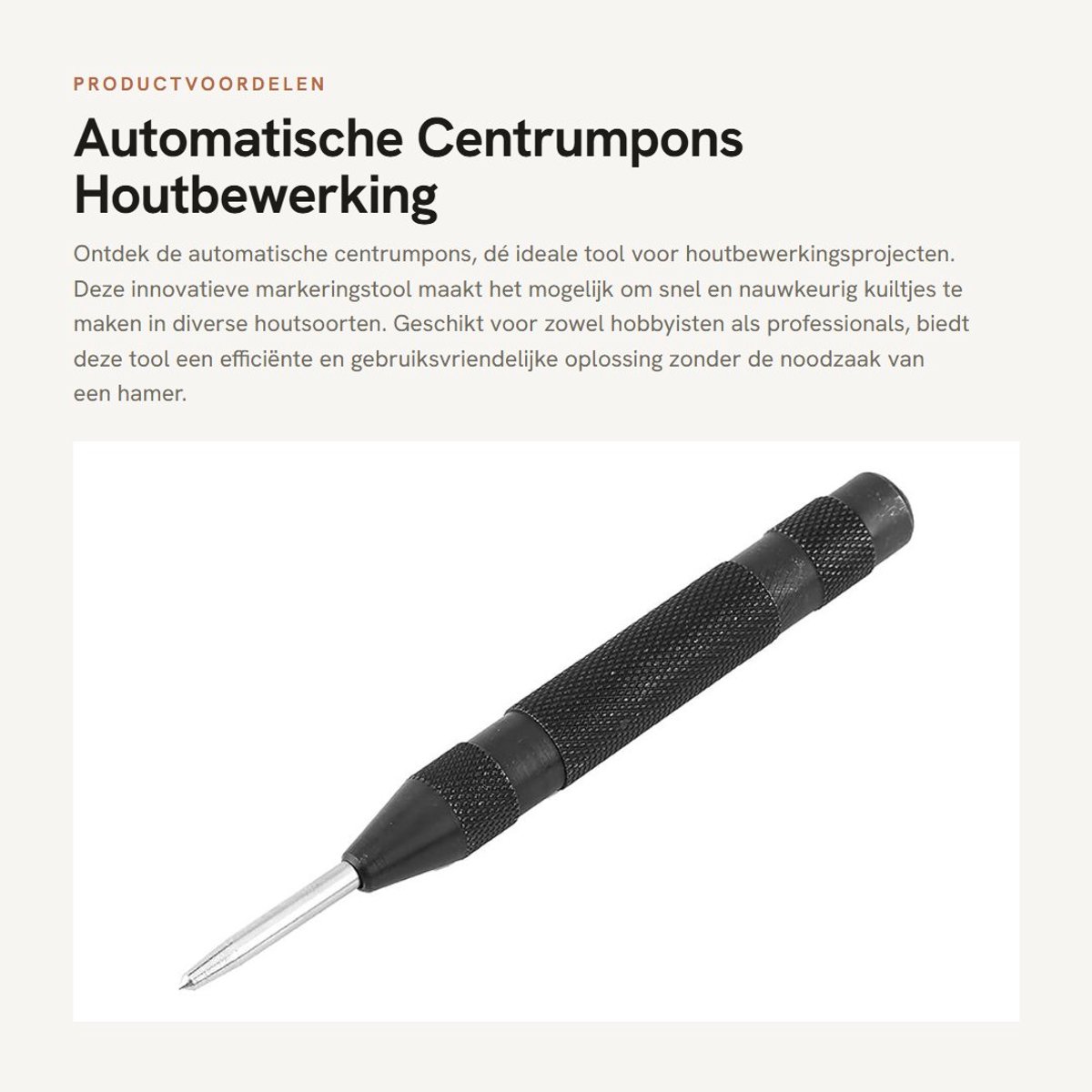 Dailygoods- Centrumpons Automatisch - Precisie Markeringstool - Houtbewerkingsprojecten - Hoge Snelheid Staal - Lengte 130mm - Herhaalbare Indrukken - Markeertool