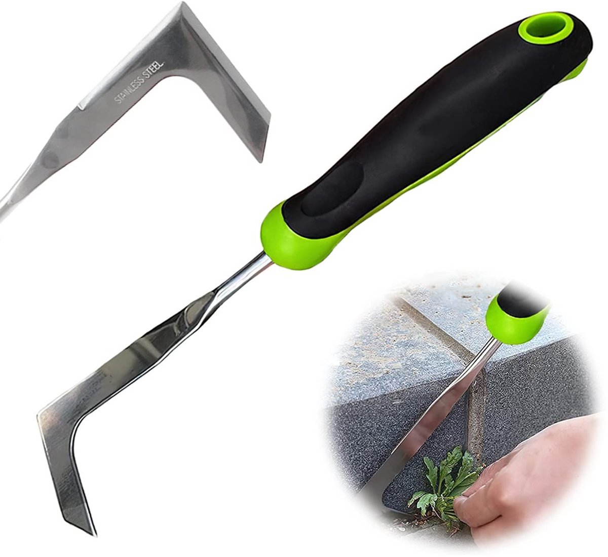 Dailygoods- Onkruidkrabber met lange steel - Voegenreiniger - Onkruidverwijdering - Tuinonderhoud - Mosverwijderaar - Lichtgewicht 190 gram