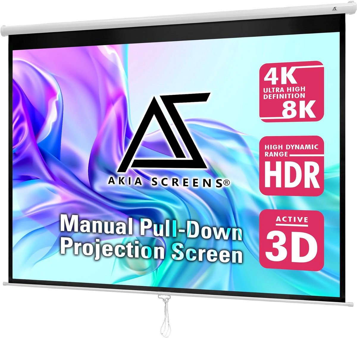 Projectiescherm Handmatig - Pull Down Scherm - Thuisbioscoop Creëren - 8K 4K HD Ready - 110 inch 4:3 - Wit