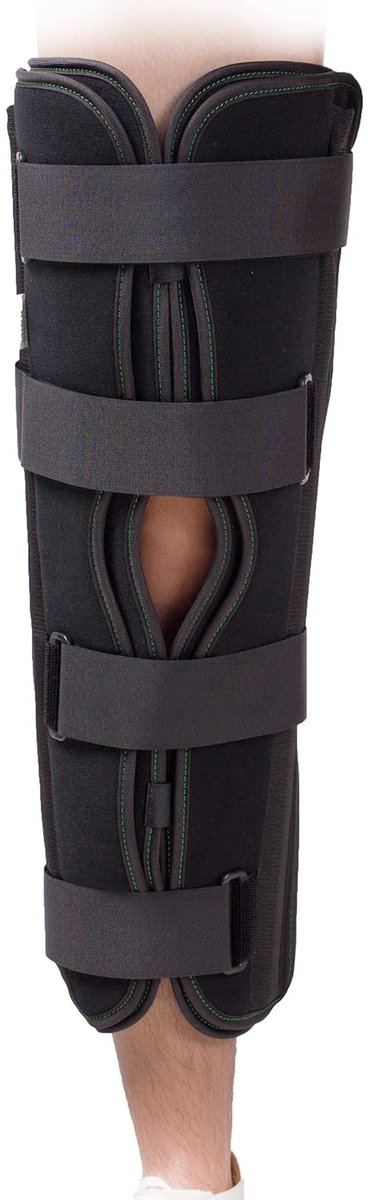 Kniebrace Immobilizer - Beensteun - Herstel Ondersteuning - Verstelbare Banden - 21 Inch - Zwart