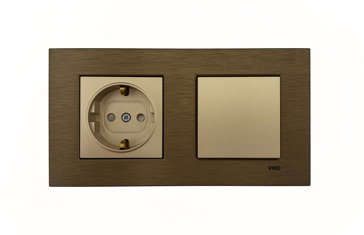 Panasonic Viko [Novella] - Schakelaar & Stopcontact combinatie - Metal Bronze/Champagnegoud - Inbouw