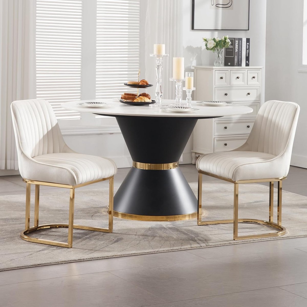 Eetkamerstoelen Set - Keukenstoelen Comfortabel - Gezellig Tafelen - Goudkleurig Metalen F