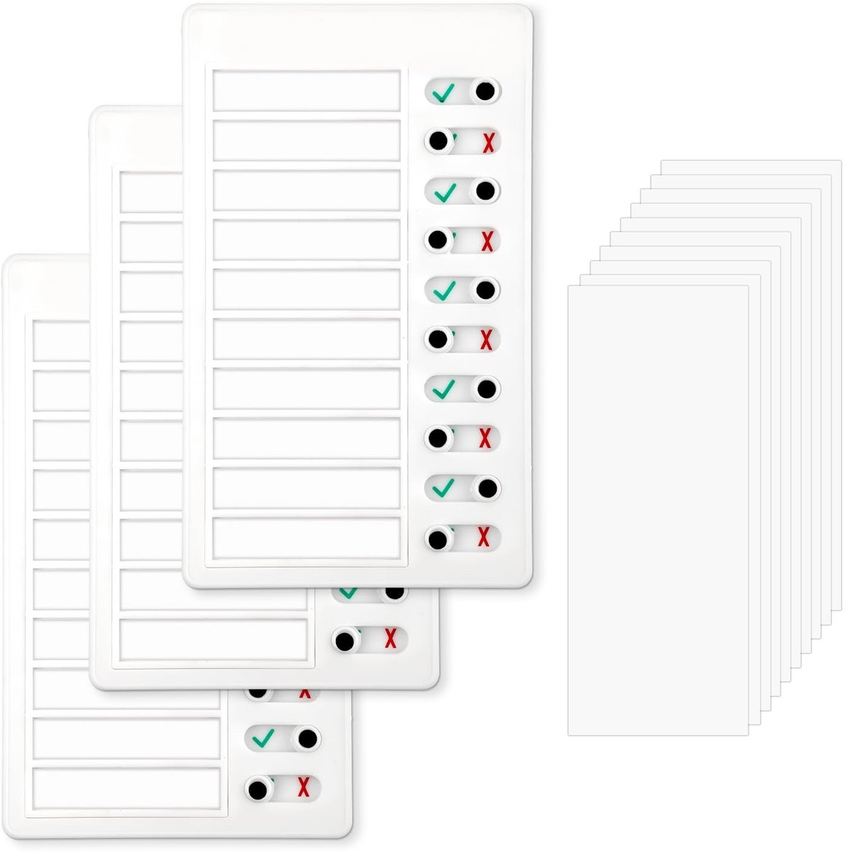 Dailygoods- Takenlijst - 3 Stuks - 10 Lege Papieren Kaarten - 12x20 cm - Herbruikbaar - Handige Planner - Plastic Materiaal - Schema