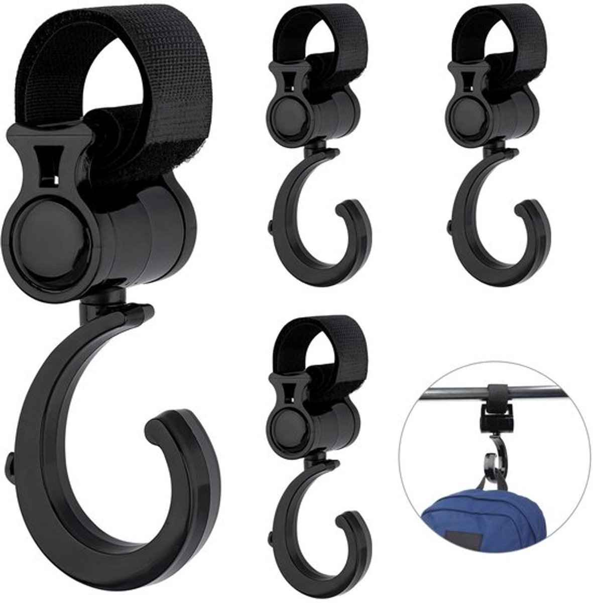 Dailygoods- Kinderwagenhaken 360 Graden Draaibaar - Buggyclips