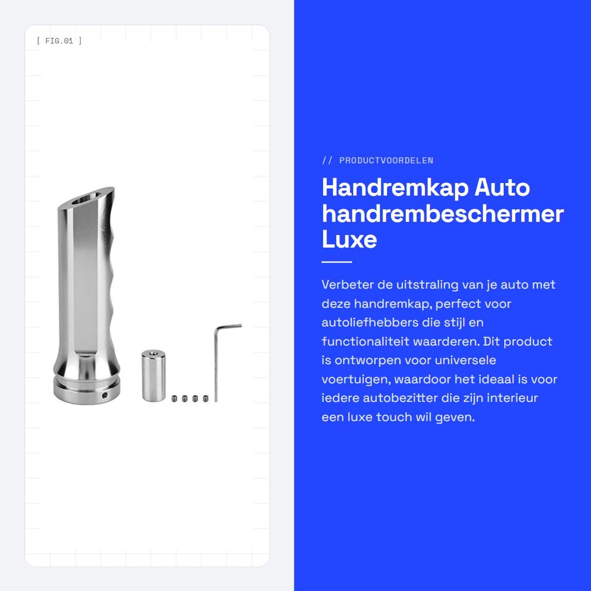 Dailygoods- Handremkap Aluminiumlegering - Handvatbeschermer - Luxe Ontwerp - Eenvoudig te Installeren - Universele Pasvorm - 120 mm Lengte - Handremhuls