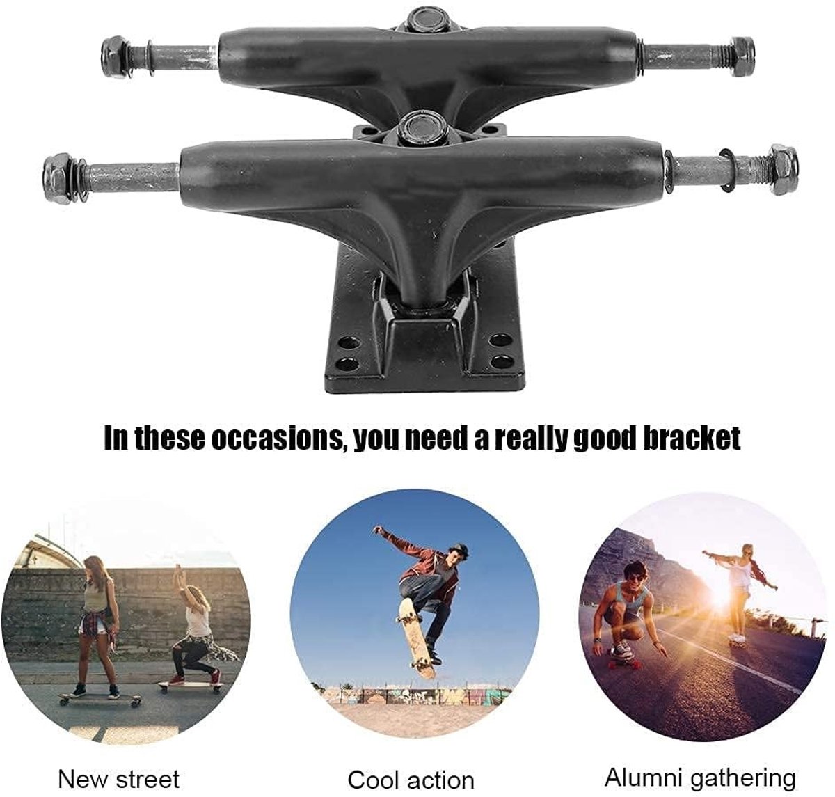 Dailygoods- Skateboard Trucks 4-8 Inch - Gepolijst - Zwarte Trucks - Hoog Draagvermogen - Lichtgewicht - Minder Wrijving - Skateboardassen