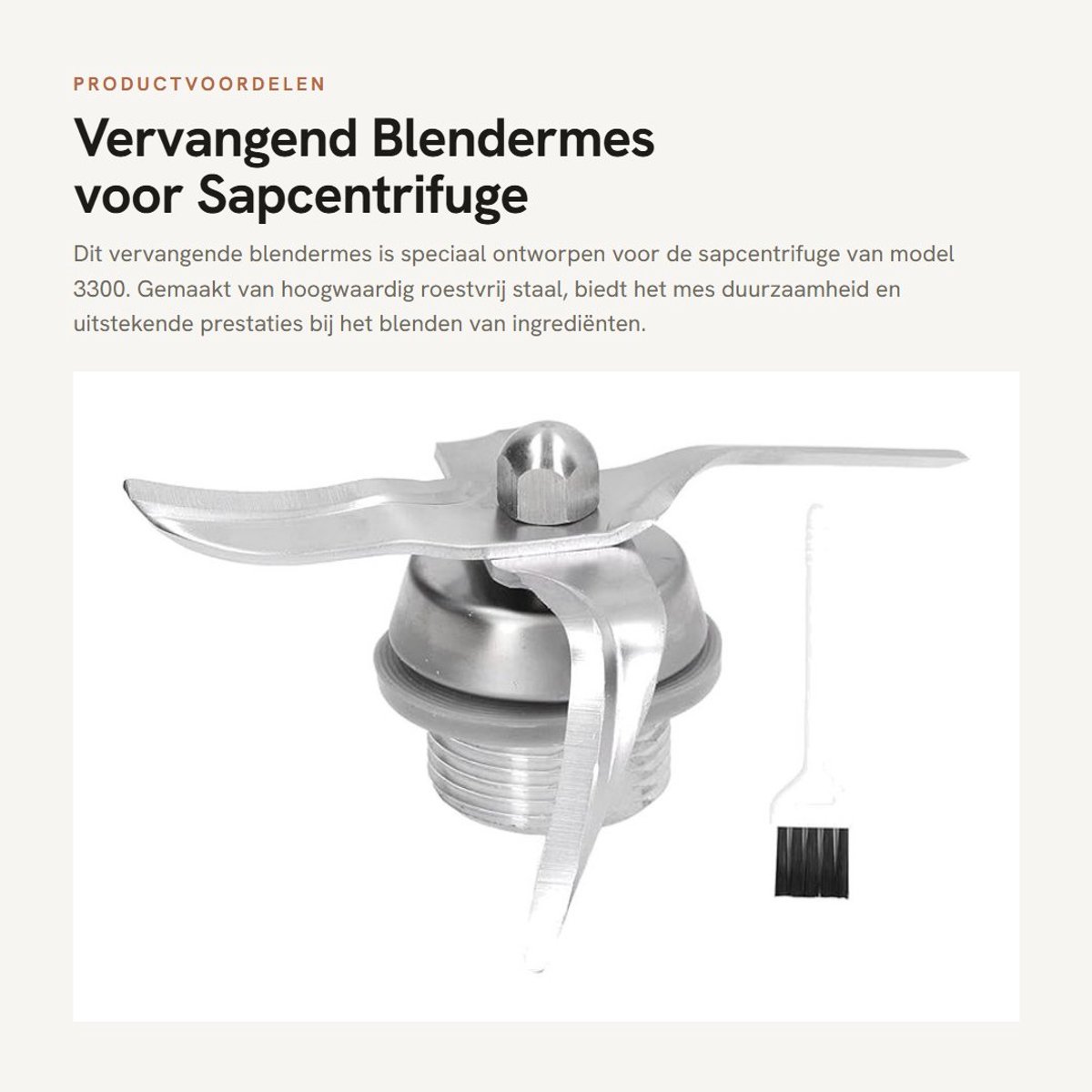 Dailygoods- Messen Vervangend Blendermes - Roestvrij Staal - Voor Thermomix 3300 - Inclusief Reinigingsborstel - Duurzaam en Gebruiksvriendelijk