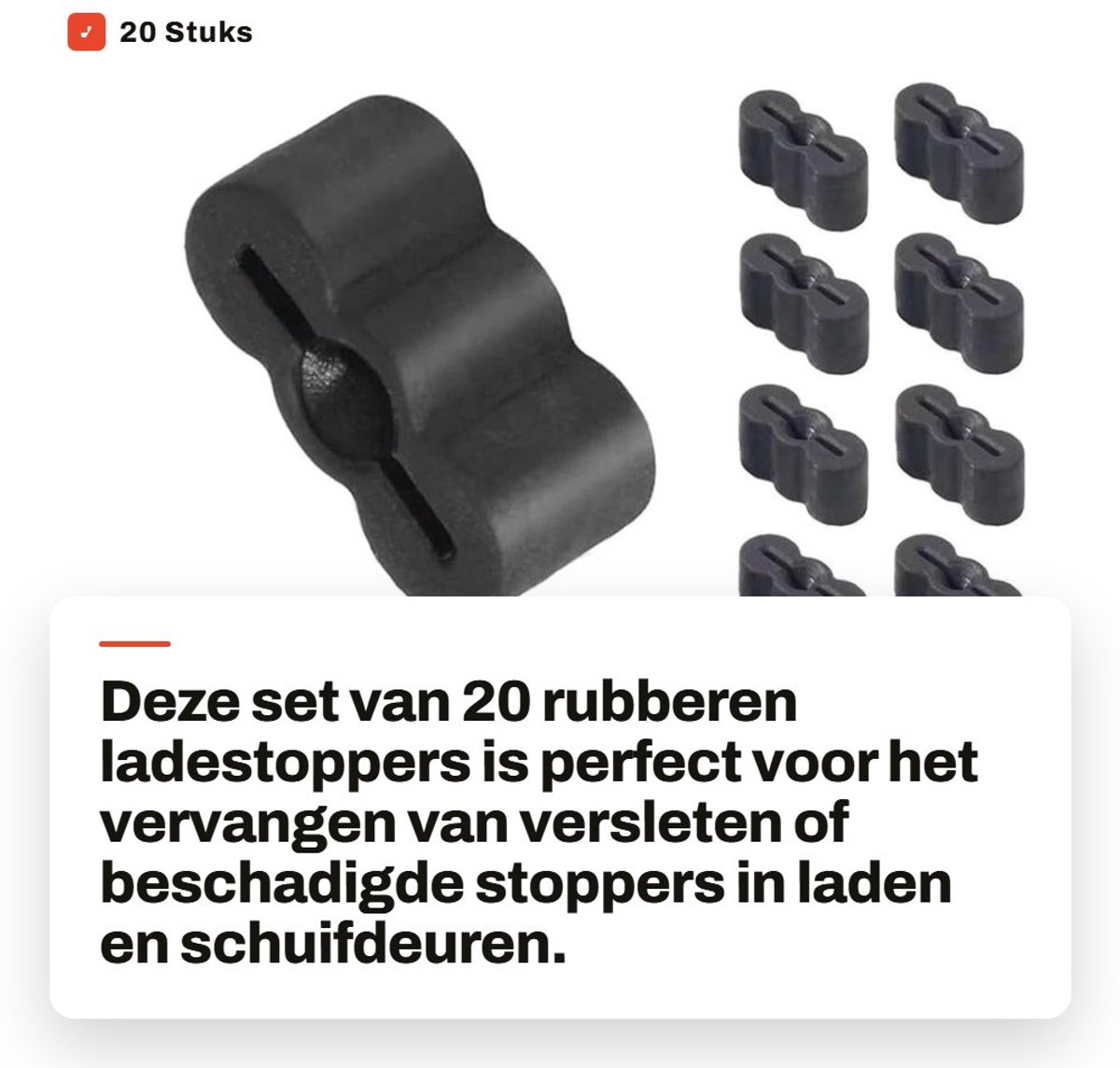 Dailygoods- Ladestoppers 20 Stuks - Universele Rubber Stop - Voor Laden/Kasten - Schuifdeuren - Duurzaam Materiaal - Schokabsorberend - Ladebescherming