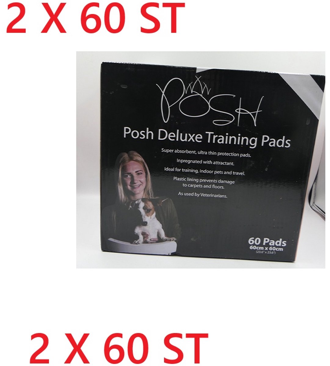Cocapet -Posh deluxe - trainingspads - zindelijkheidstraining -60 st - 60 x 60 cm ** 2 X ** = 120 st -Superabsorberend - ultra dun- voor puppy's , oude honden of honden die niet naar buiten kunnen...