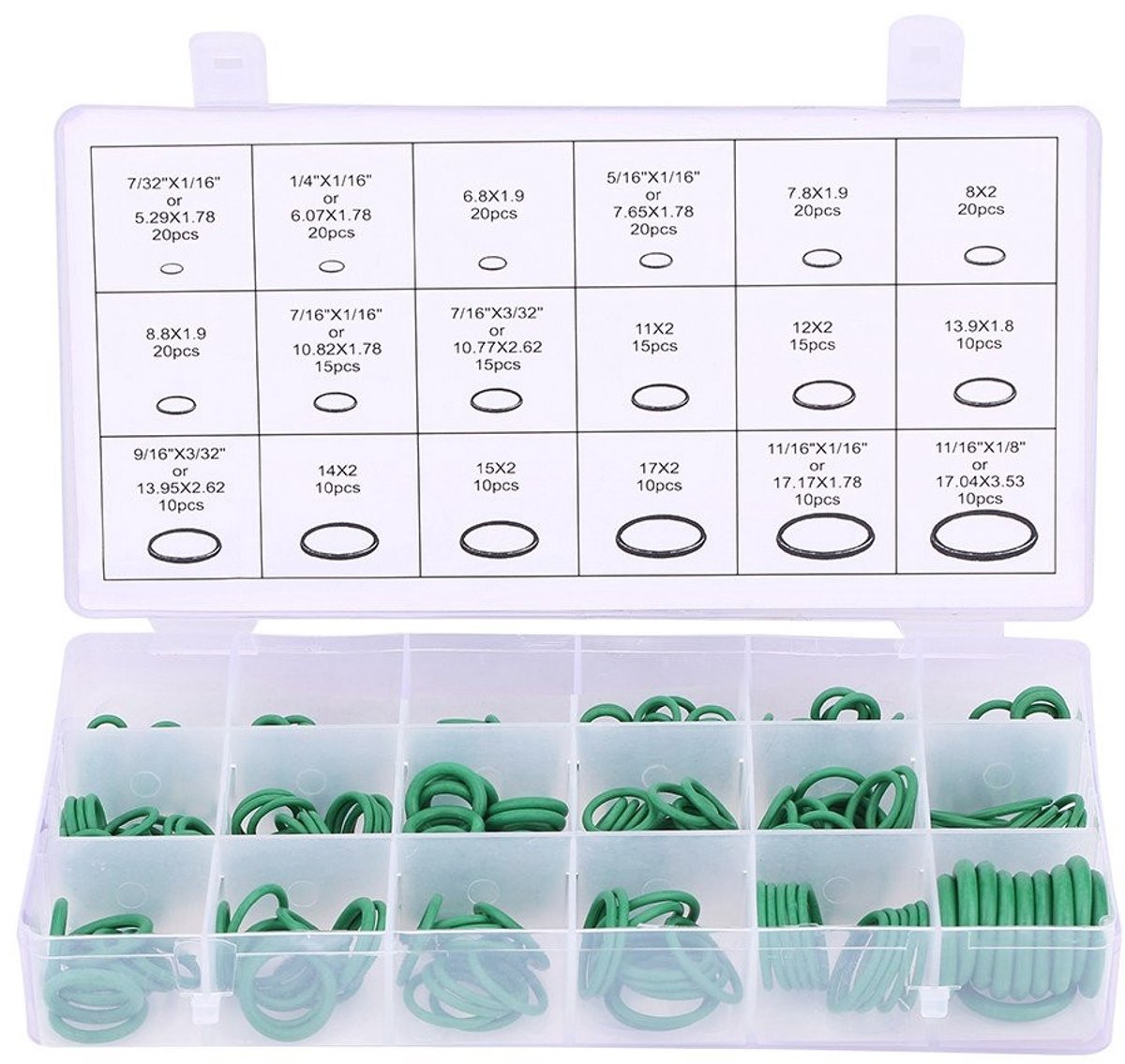 Dailygoods- O-Ringkit 270 Stuks - Geassorteerde Dichtingsringen Sanitair - Effectieve Afdichting - Flexibele Toepassing - Geschikt voor Auto en Apparaten - Uitstekende Elasticiteit - Afdichtingsringen