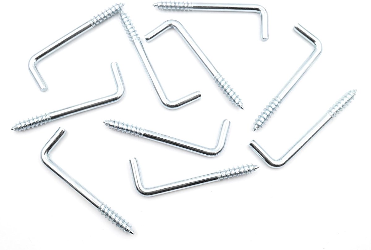 Dailygoods - Set van 10 Rechte Schroefhaken voor Muur en Plafond