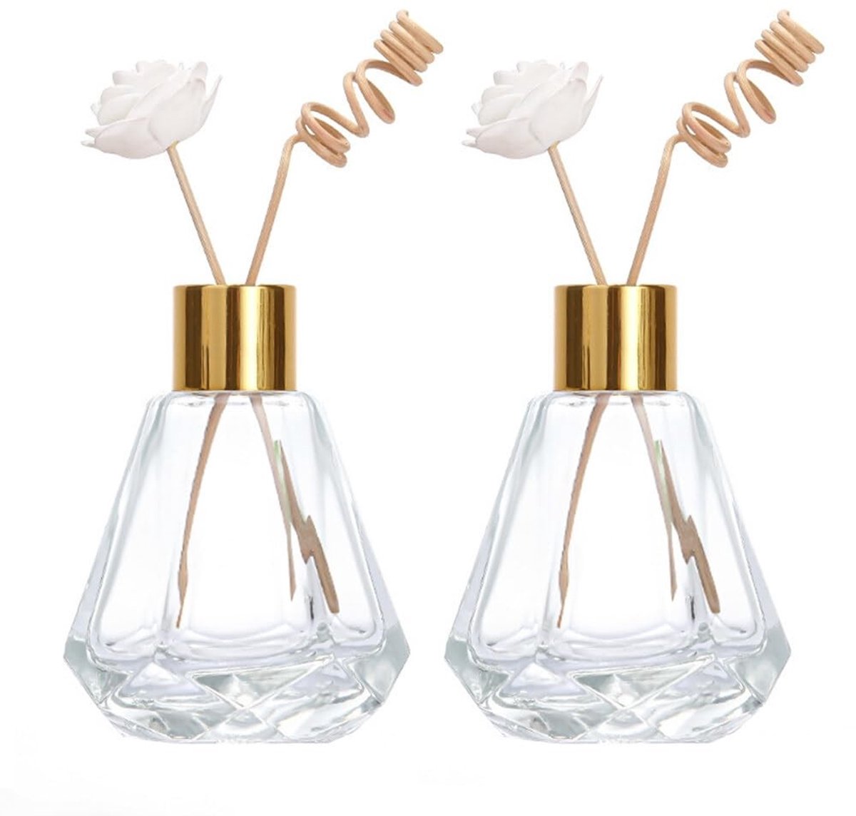 Dailygoods- Diffuser Flessen 60ml - Glazen Potten - Navulbaar - DIY Aromatherapie - 2 Stuks - Stevige Bodem - Geurverspreider